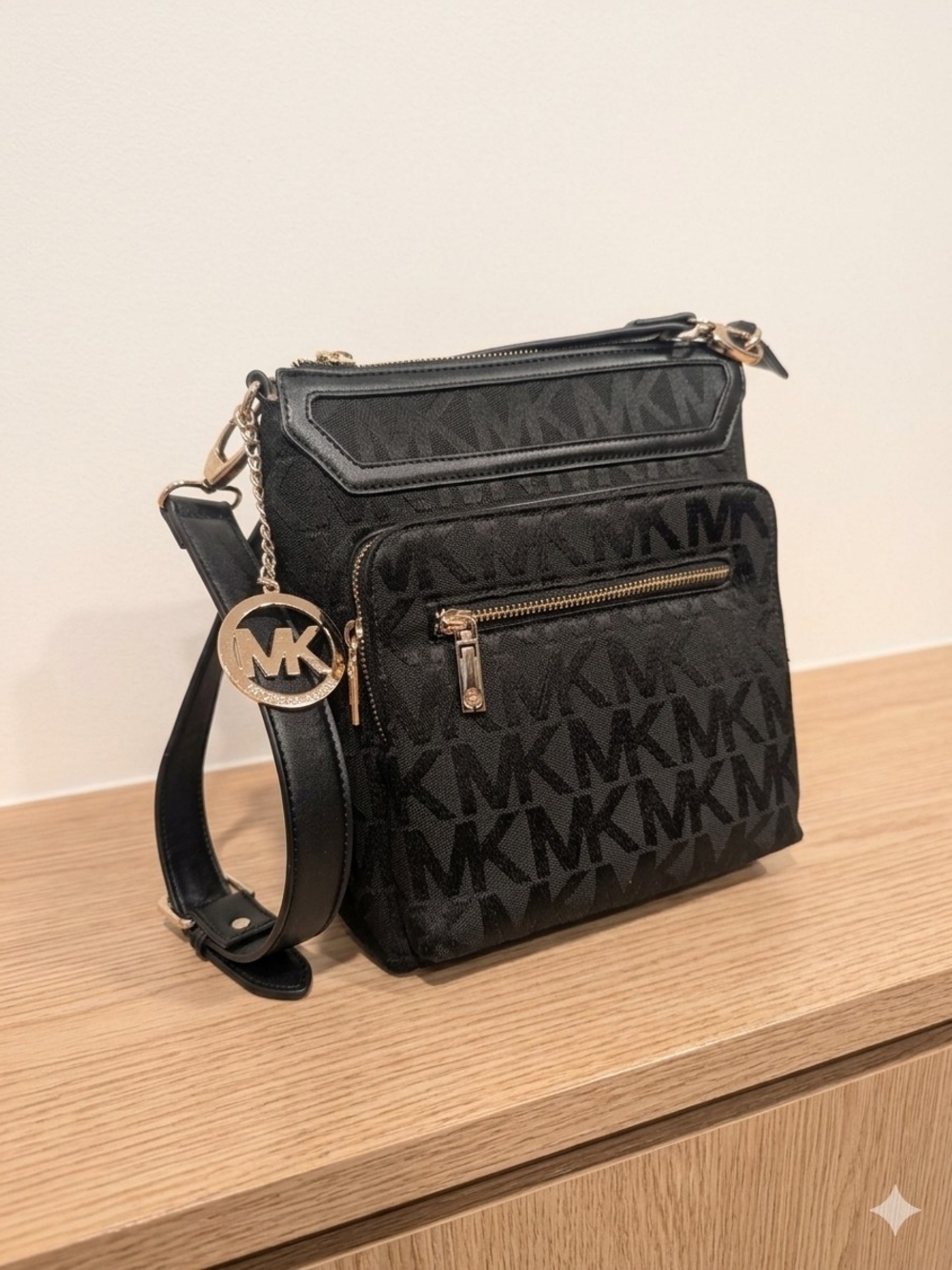 Black Monogram Flight Crossbody Bag - Unbranded